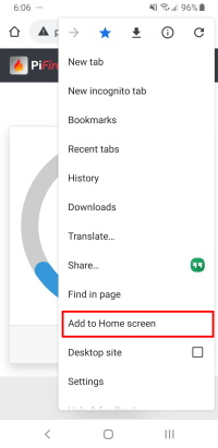 Add to Home screen in Chrome